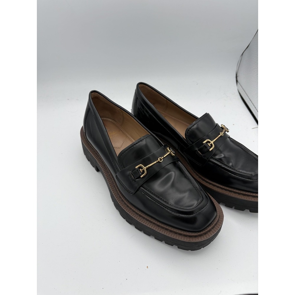 Sam Edelman Shoes Womens Size‎ 7 Black Leather Lug Loafers Platform Slip On